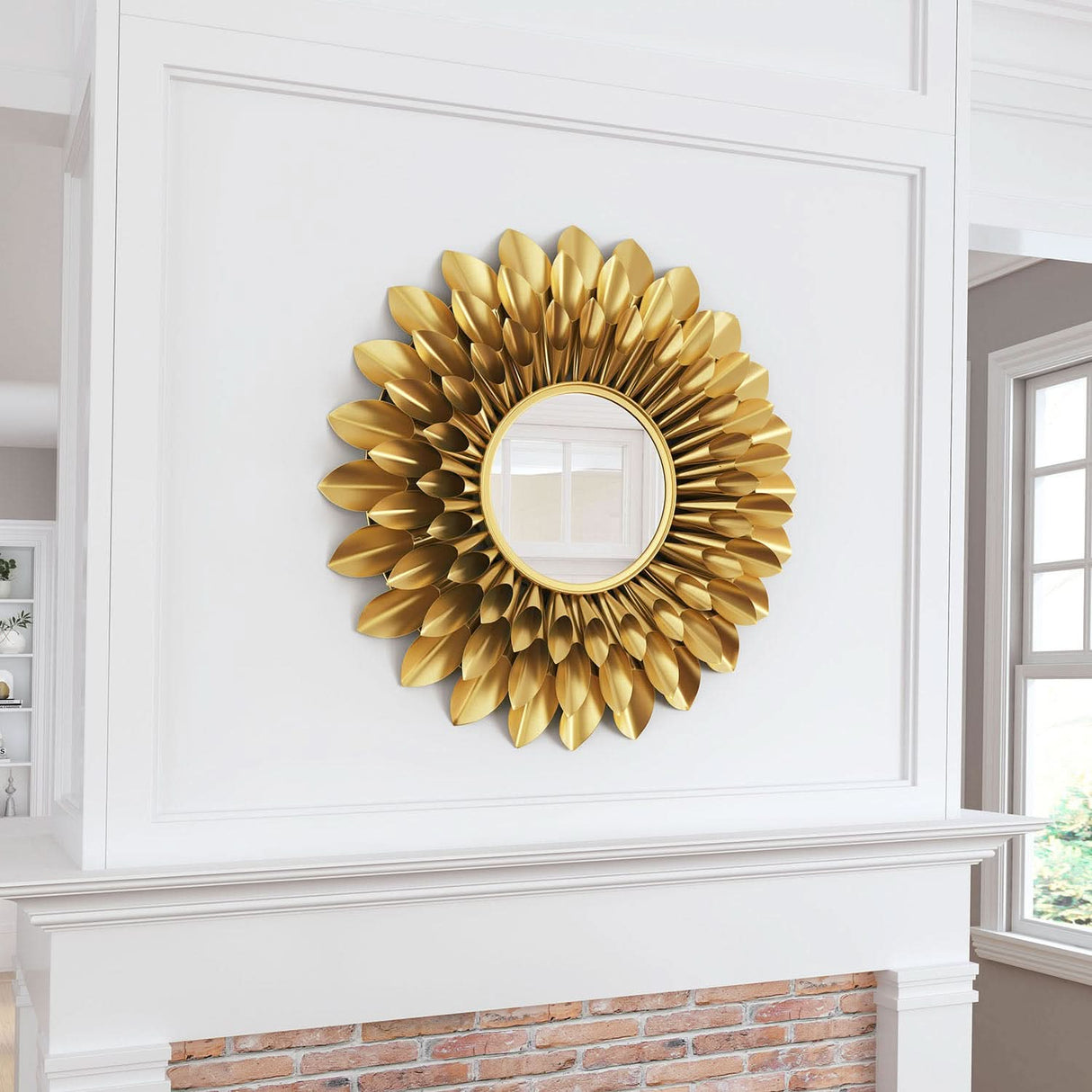 Espejo redondo con forma de girasol