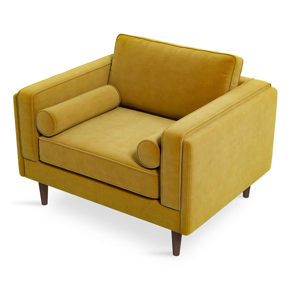 Sillón de terciopelo color ámbar