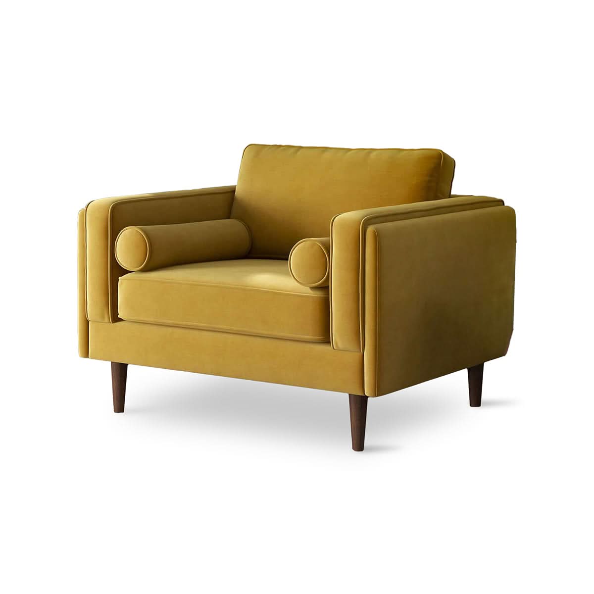 Sillón de terciopelo color ámbar