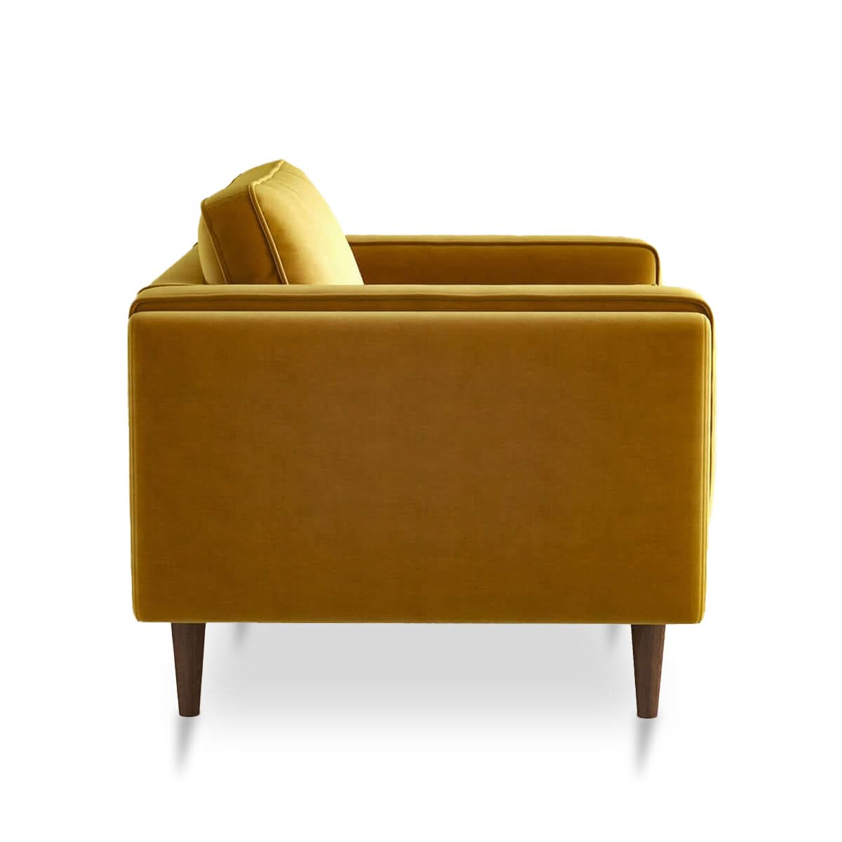 Sillón de terciopelo color ámbar