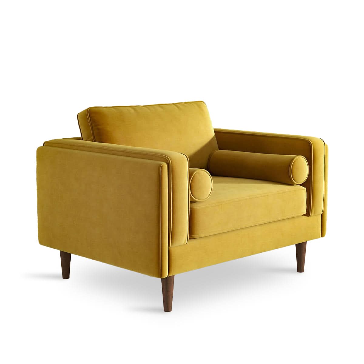 Sillón de terciopelo color ámbar