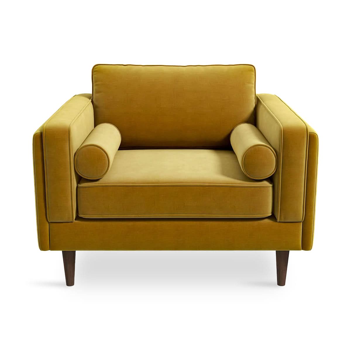 Sillón de terciopelo color ámbar
