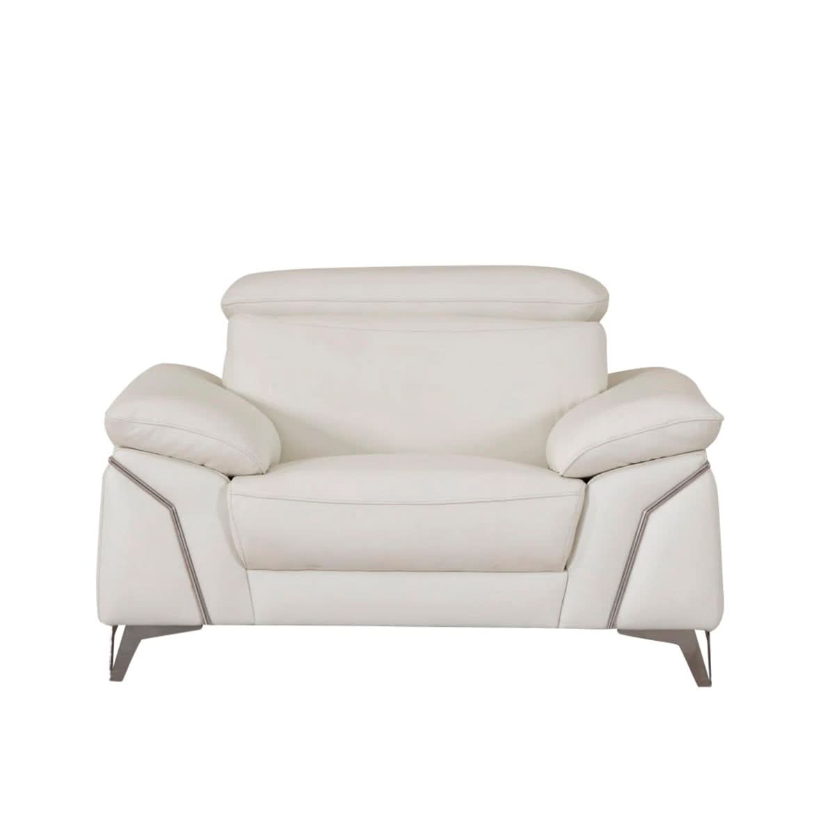 White Leather Italian Sofa Set Three Piece