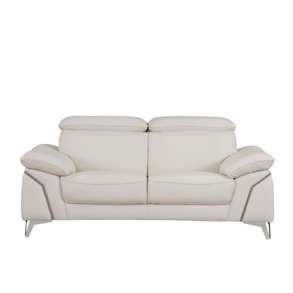 White Leather Italian Sofa Set Three Piece