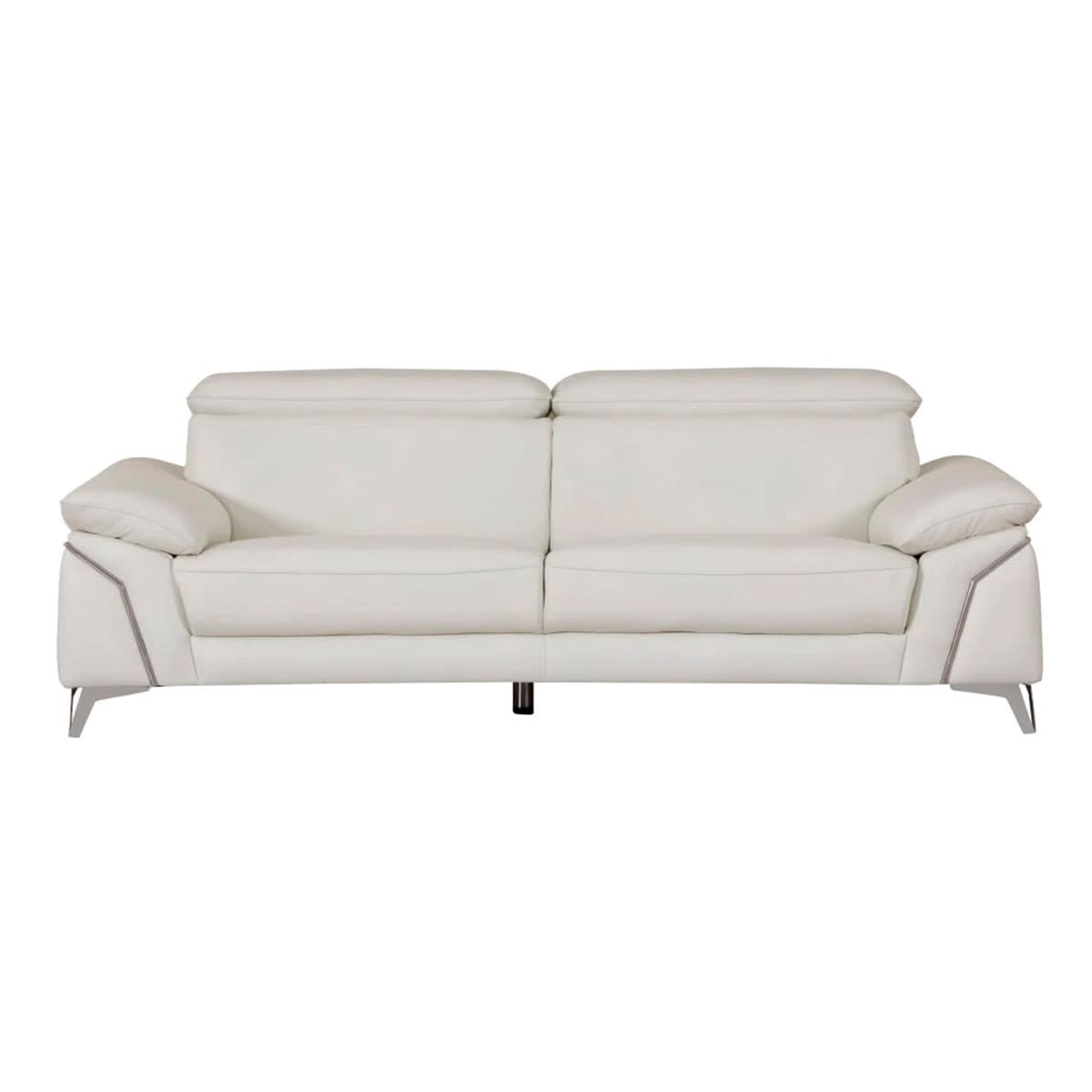 White Leather Italian Sofa Set Three Piece