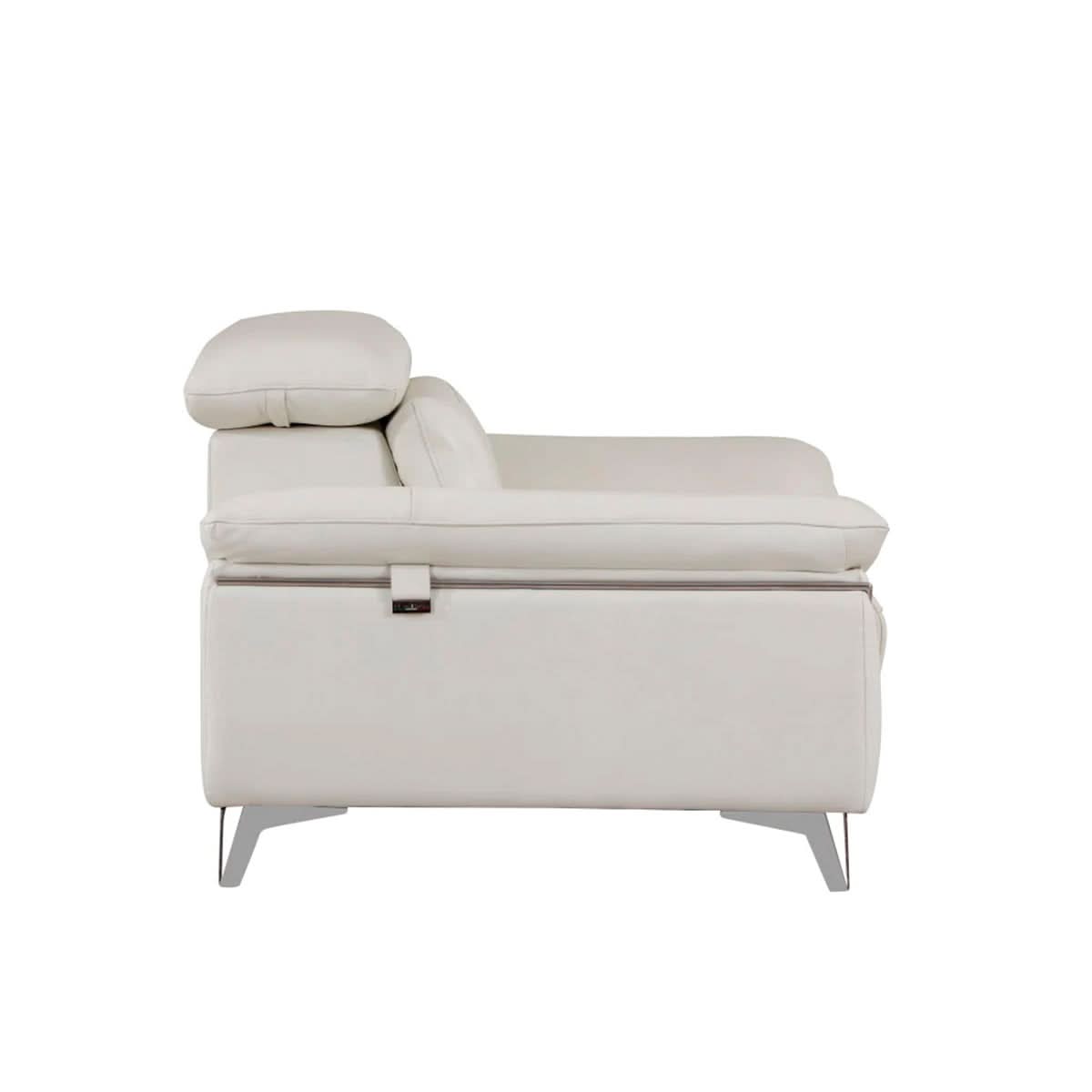 White Leather Italian Sofa Set Three Piece