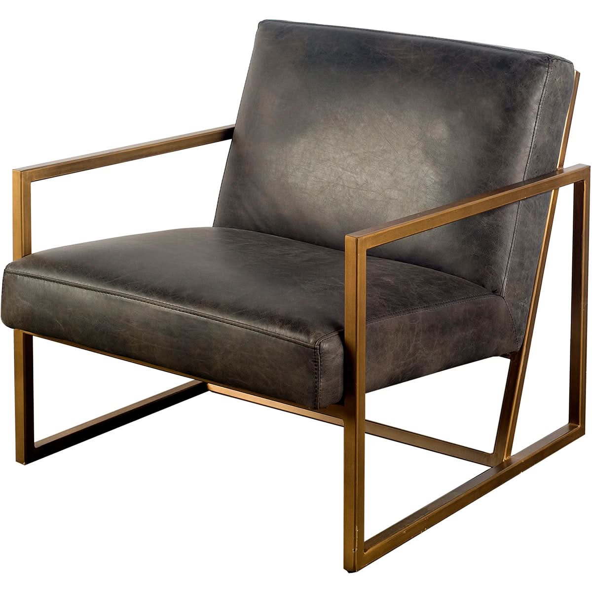 Sillón decorativo con asiento de cuero negro