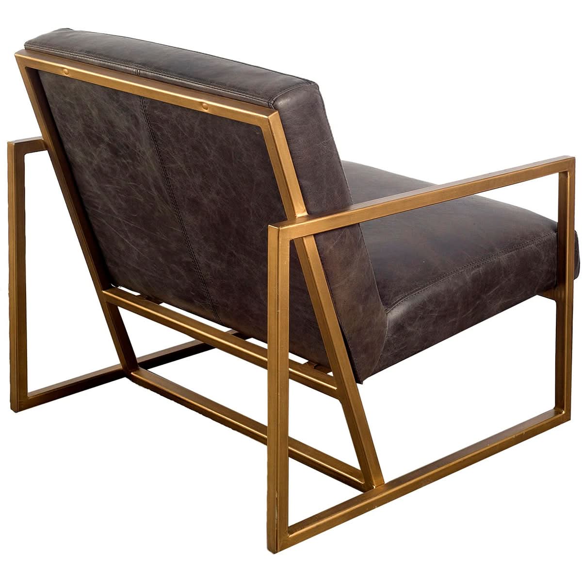 Sillón decorativo con asiento de cuero negro
