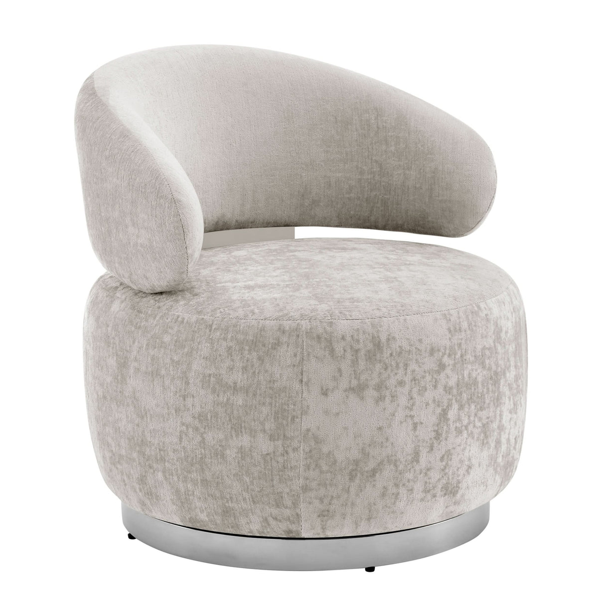Elegante silla giratoria decorativa en forma de espiral // Gris y cromo
