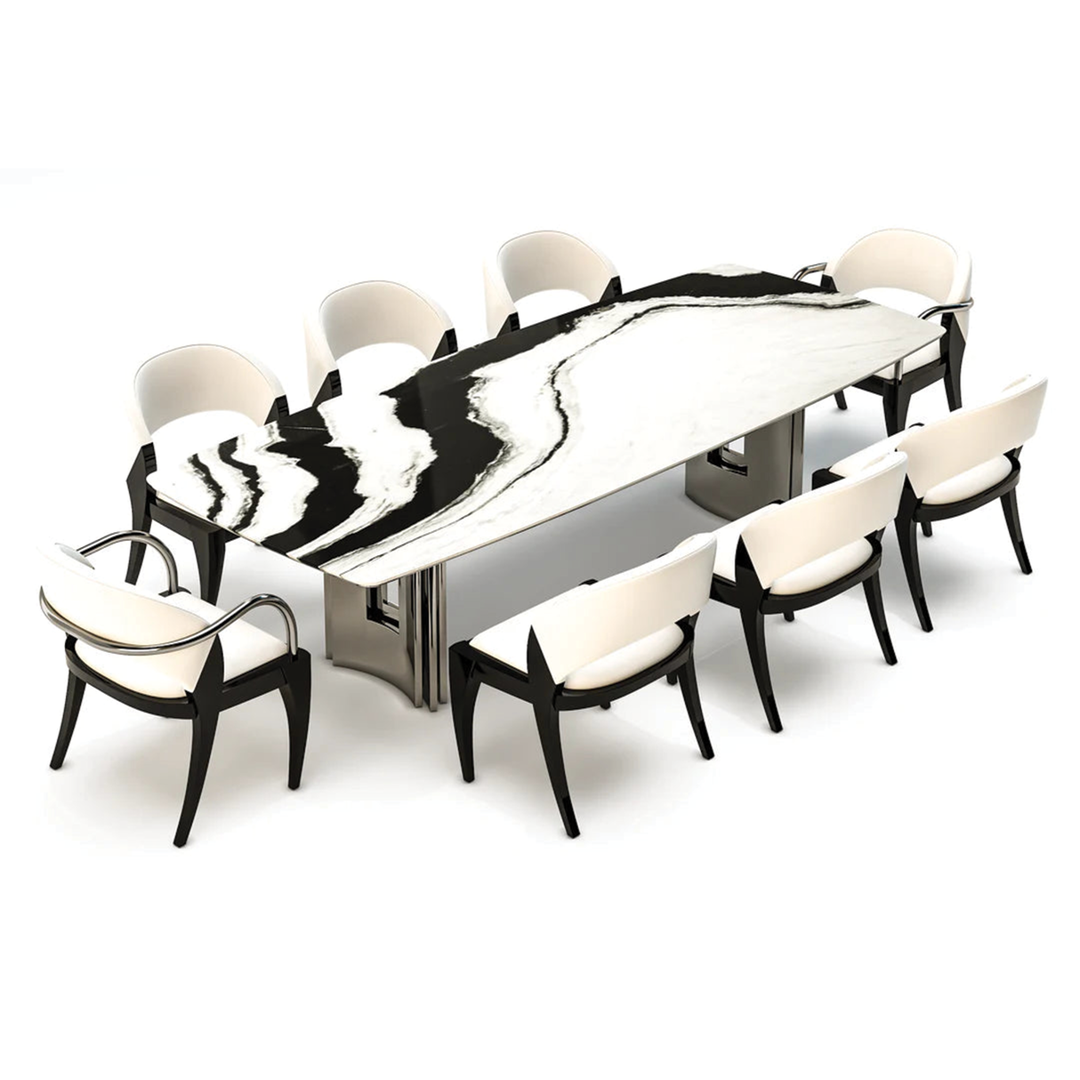 Mesa de comedor de mármol blanco Meliades
