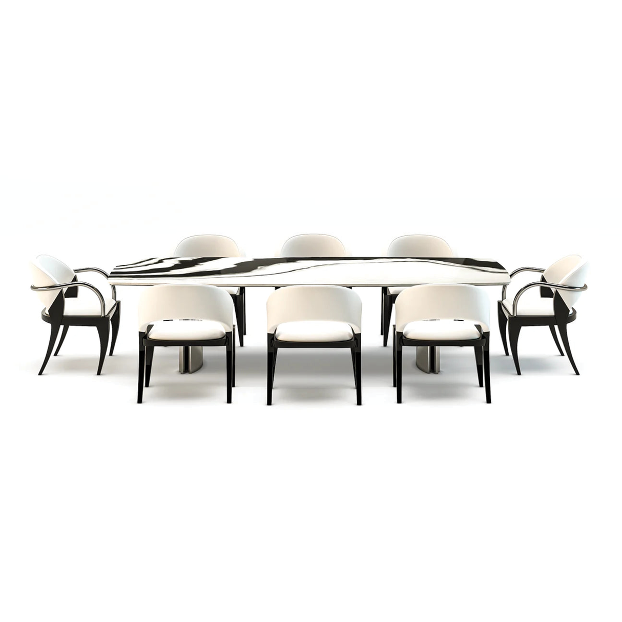 Mesa de comedor de mármol blanco Meliades