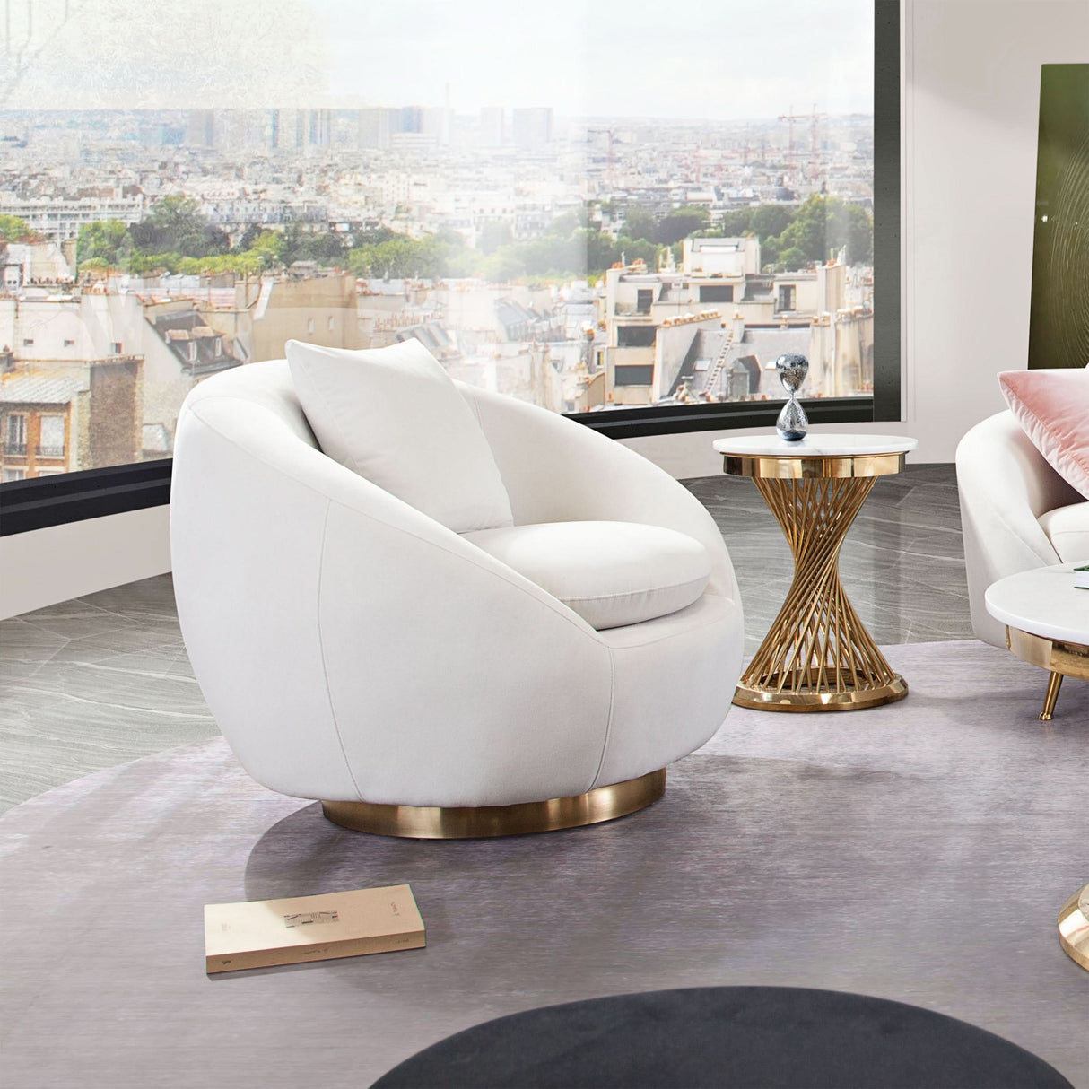 Sillón giratorio con acento Celine