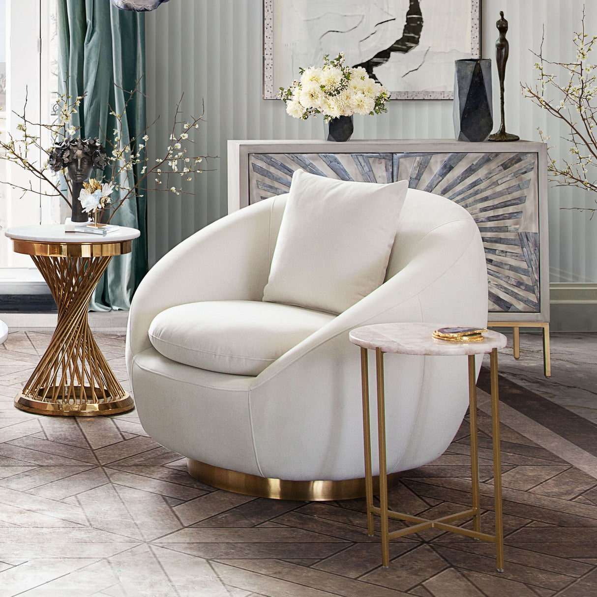 Sillón giratorio con acento Celine