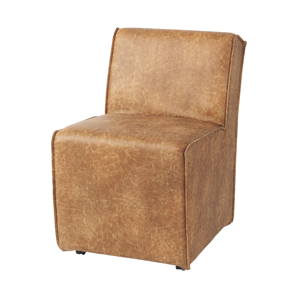 Silla de comedor con cuña de cuero sintético color marrón Carmel (juego de 2)