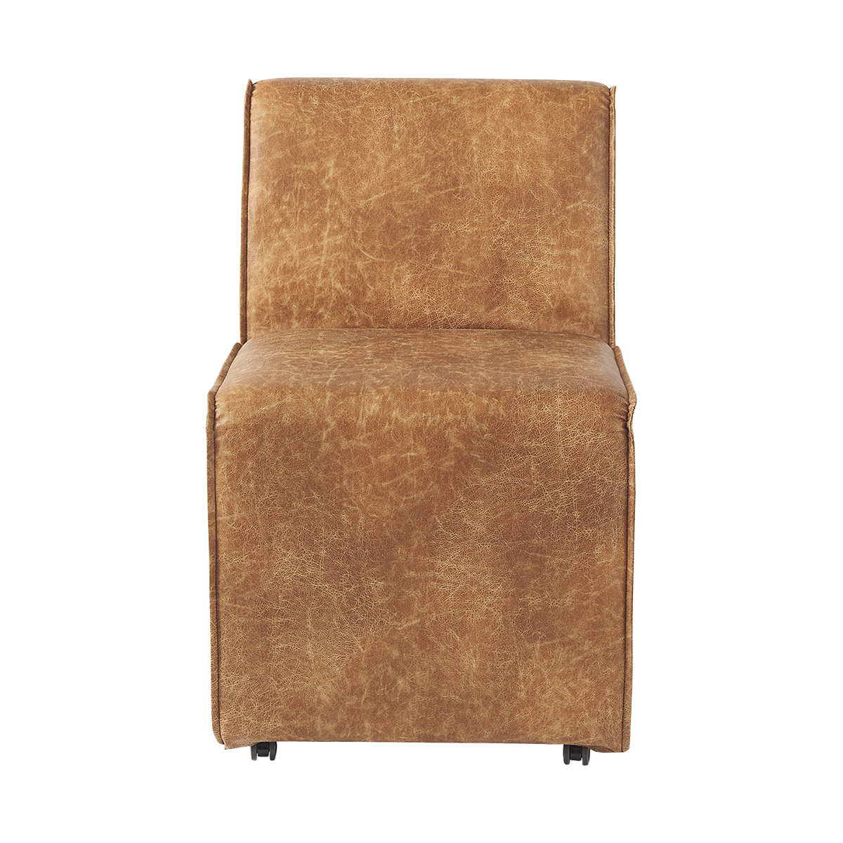 Silla de comedor con cuña de cuero sintético color marrón Carmel (juego de 2)