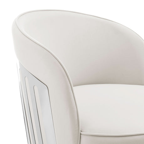 Sillón giratorio Luxe Elegance con detalles en el respaldo cromado