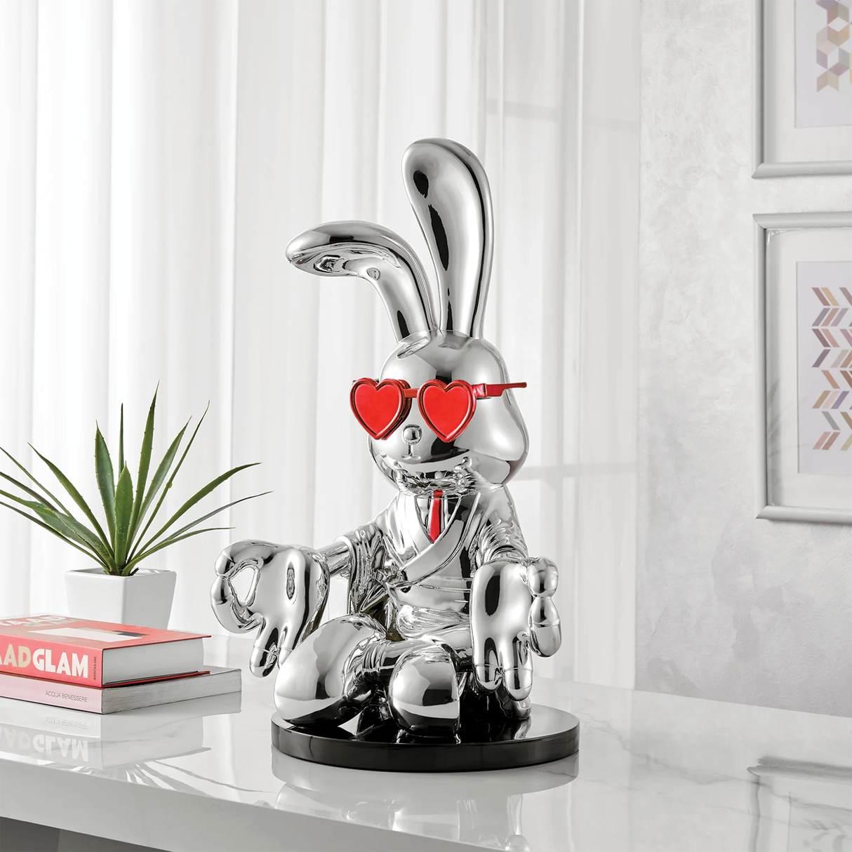 Sitting Rabbit With Tie And Glasses