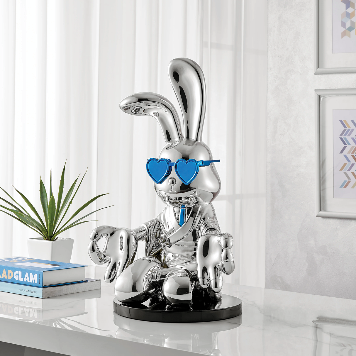 Sitting Rabbit With Tie And Glasses
