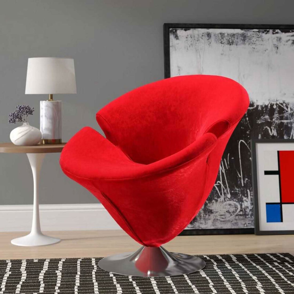 Sillón giratorio con acento pulido Tulip