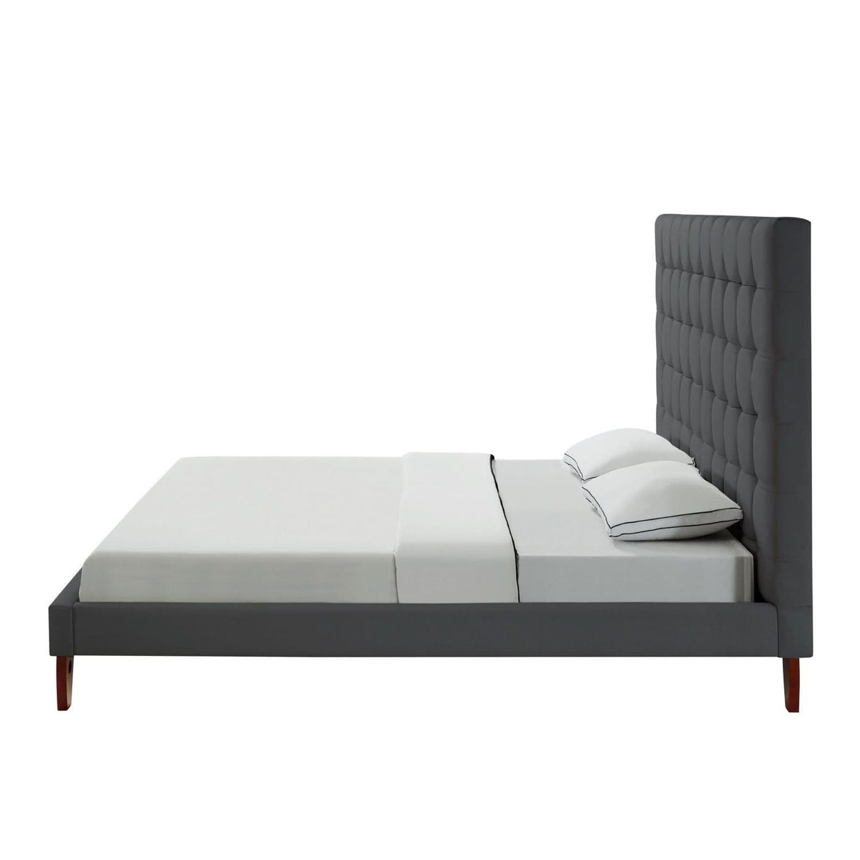 Marco de cama con botones de lino Bond