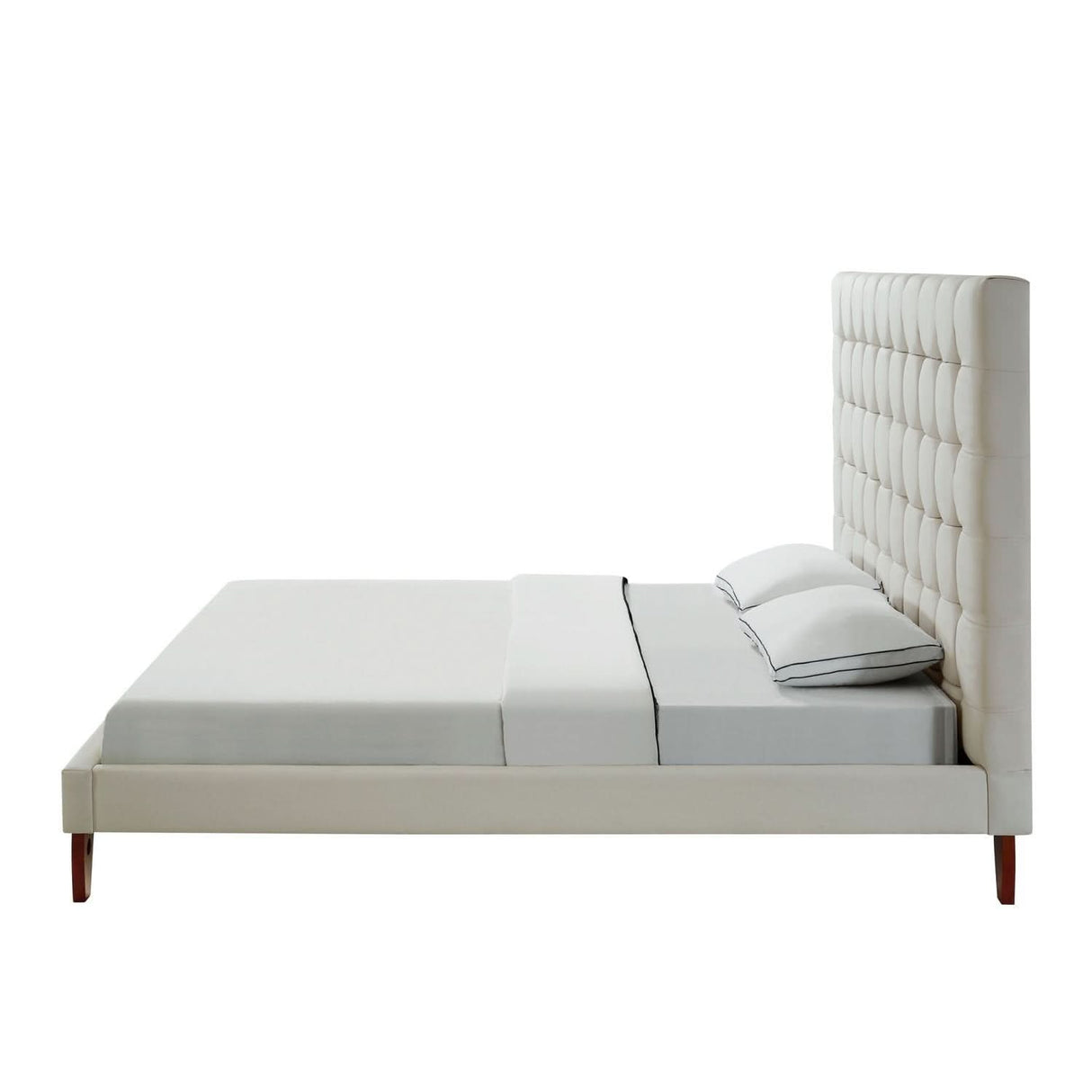 Marco de cama con botones de lino Bond