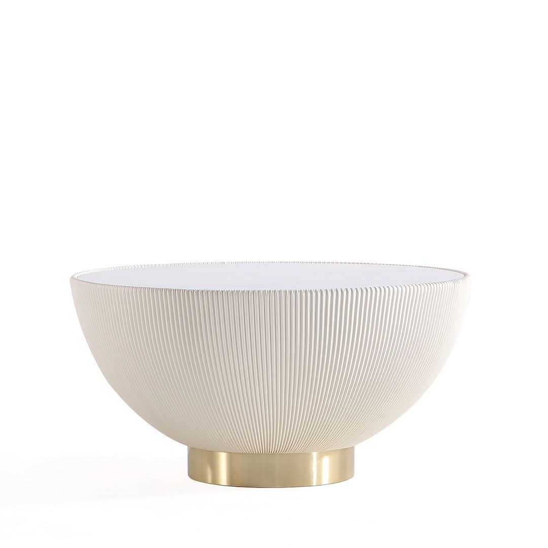 Mesa de centro moderna Anderson tapizada en cuero sintético con tablero de cerámica de imitación de mármol