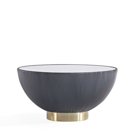 Mesa de centro moderna Anderson tapizada en cuero sintético con tablero de cerámica de imitación de mármol