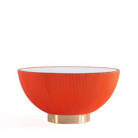 Mesa de centro moderna Anderson tapizada en cuero sintético con tablero de cerámica de imitación de mármol