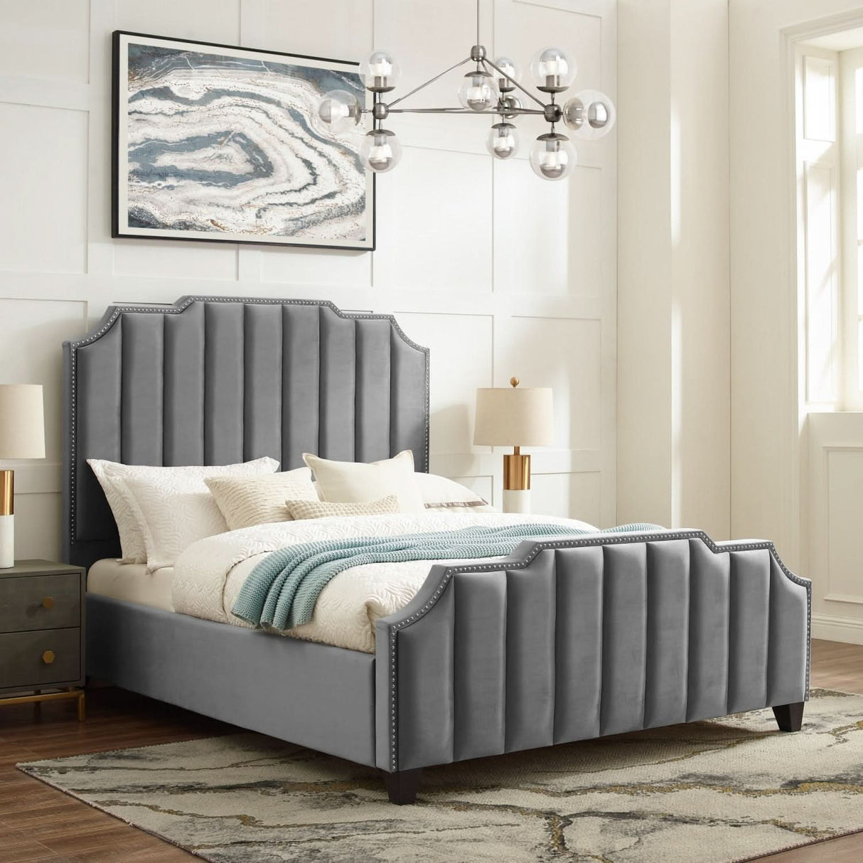 Cama de plataforma tapizada Poppy