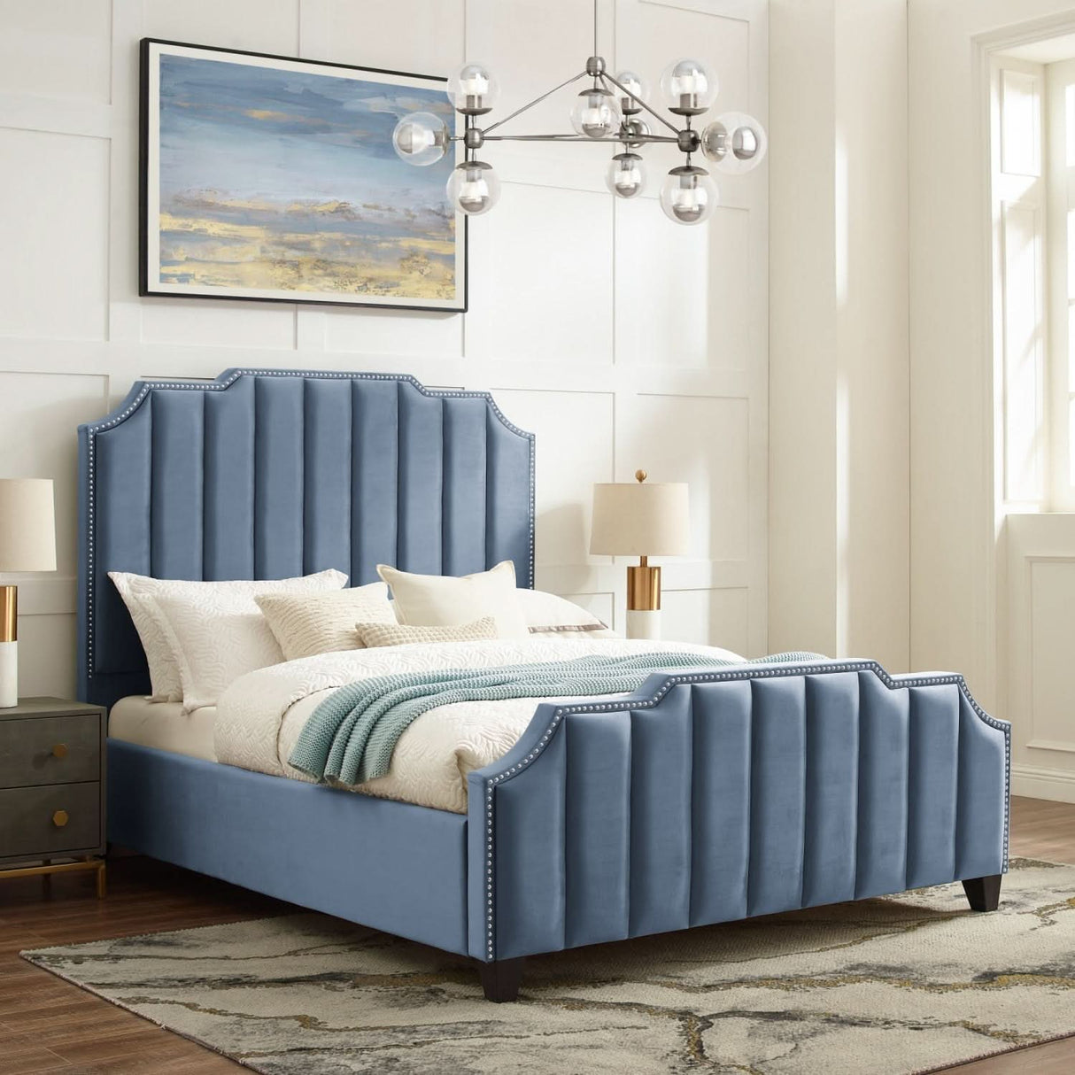 Cama de plataforma tapizada Poppy