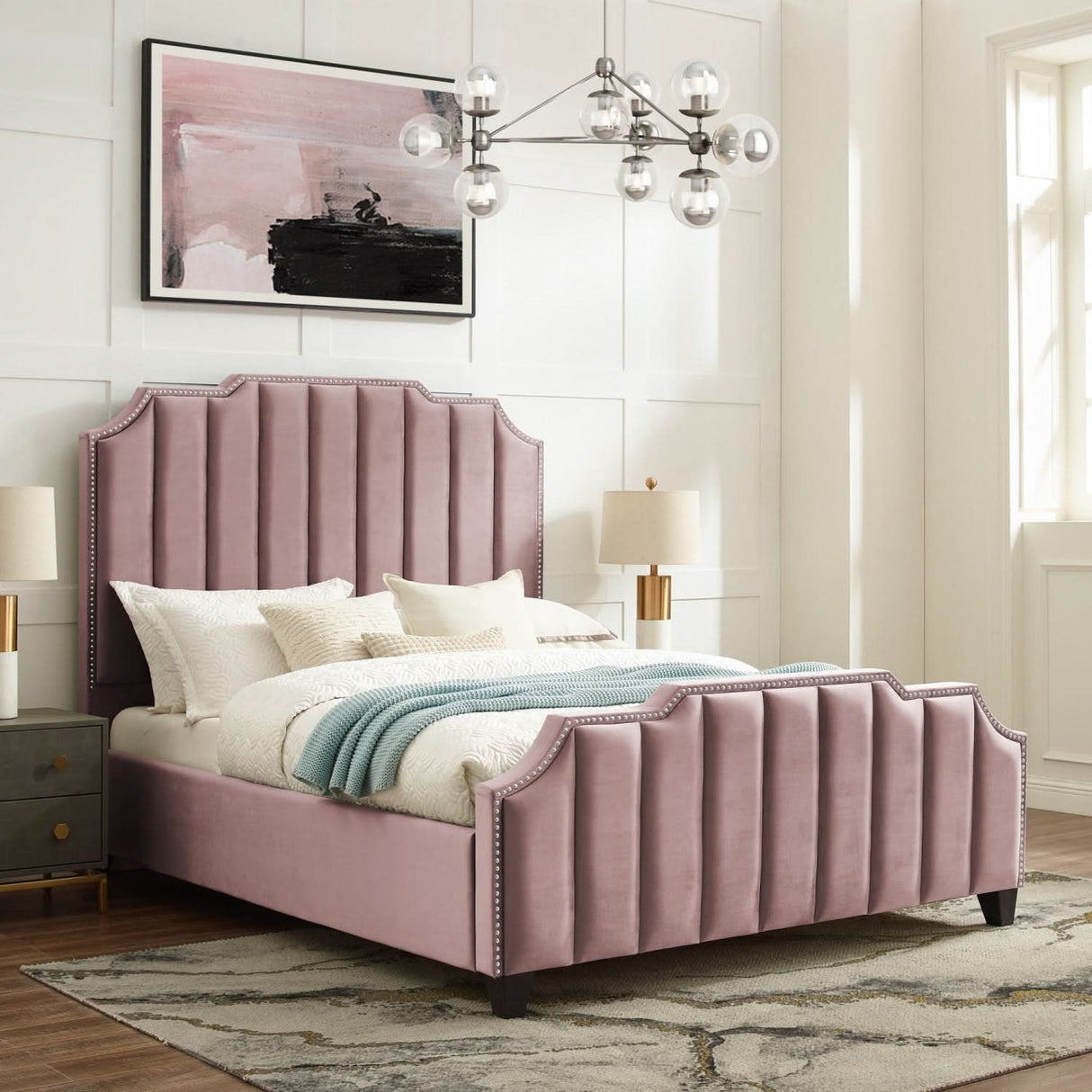 Cama de plataforma tapizada Poppy