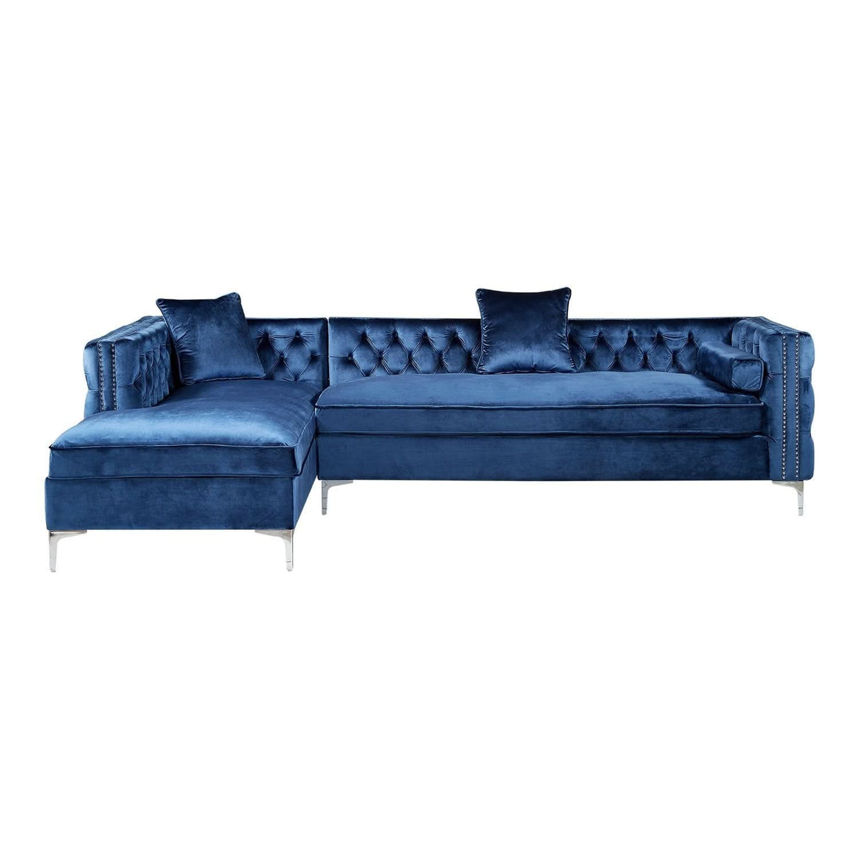 Sofá seccional de terciopelo con chaise longue y espacio de almacenaje Giovanni