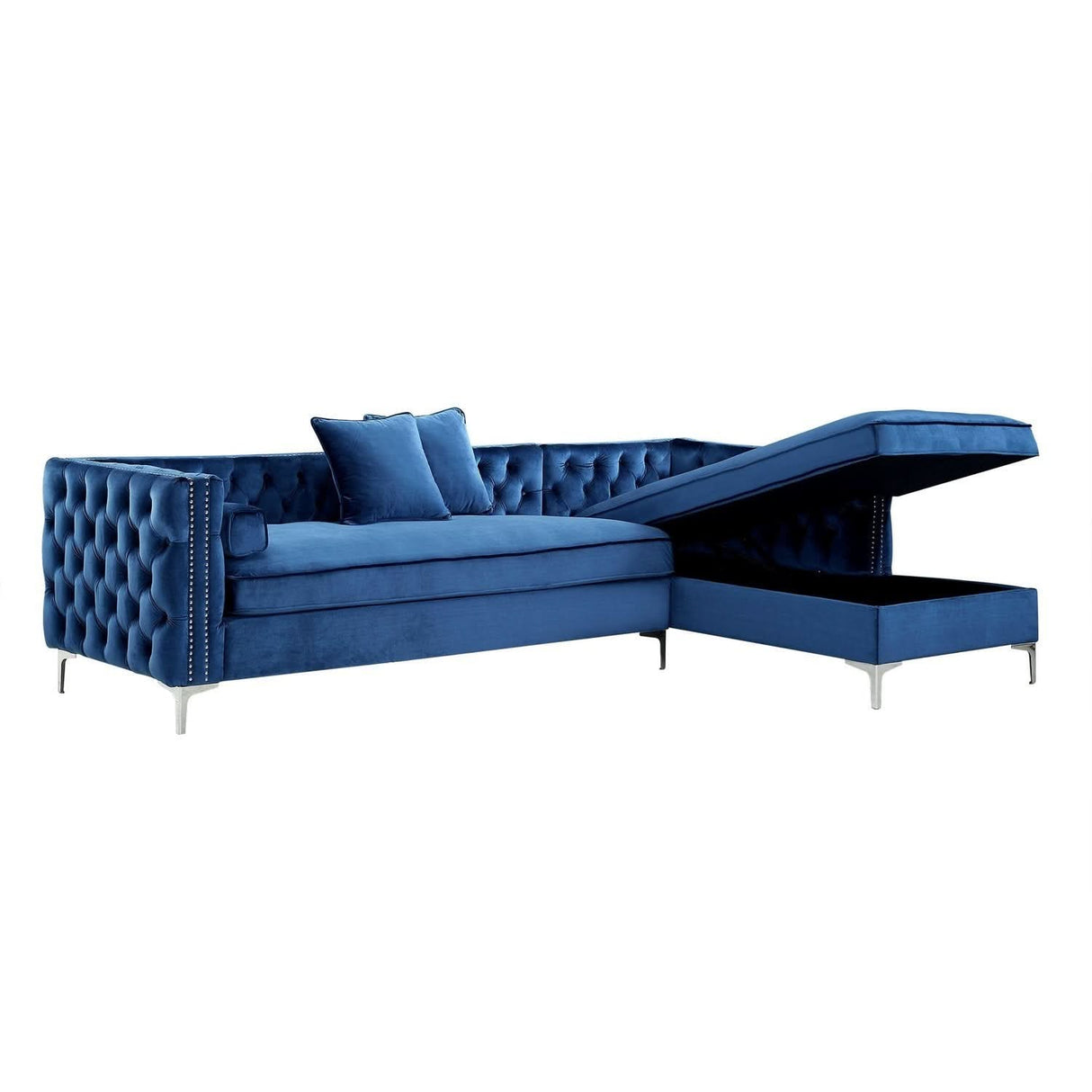 Sofá seccional de terciopelo con chaise longue y espacio de almacenaje Giovanni