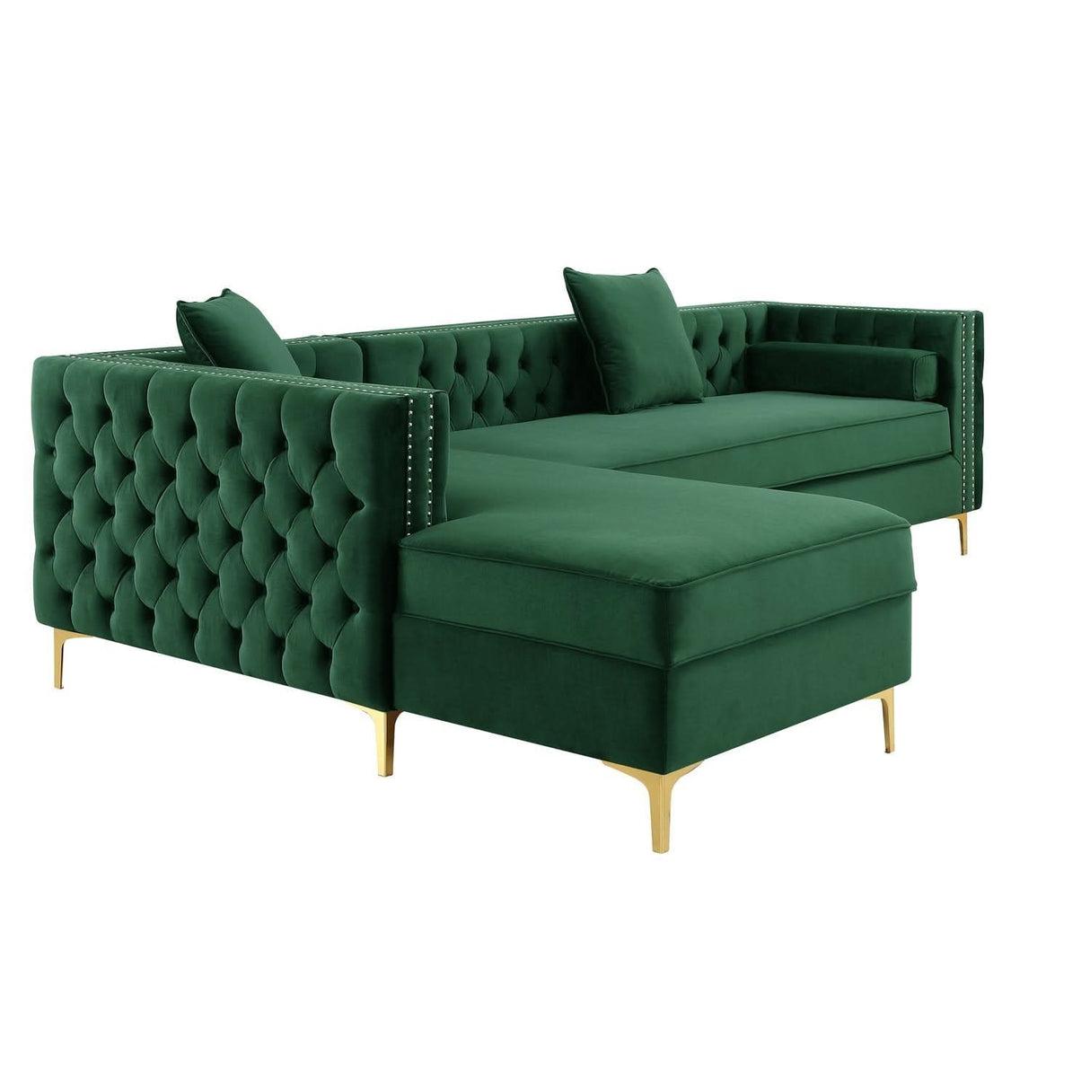 Sofá seccional de terciopelo con chaise longue y espacio de almacenaje Giovanni