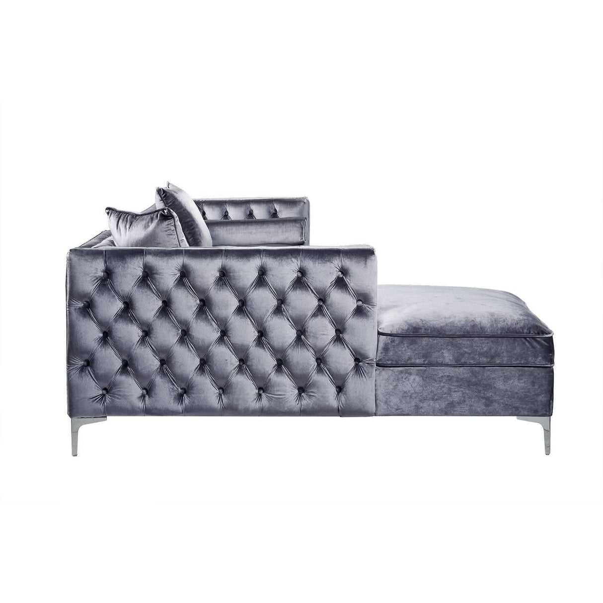 Sofá seccional de terciopelo con chaise longue y espacio de almacenaje Giovanni