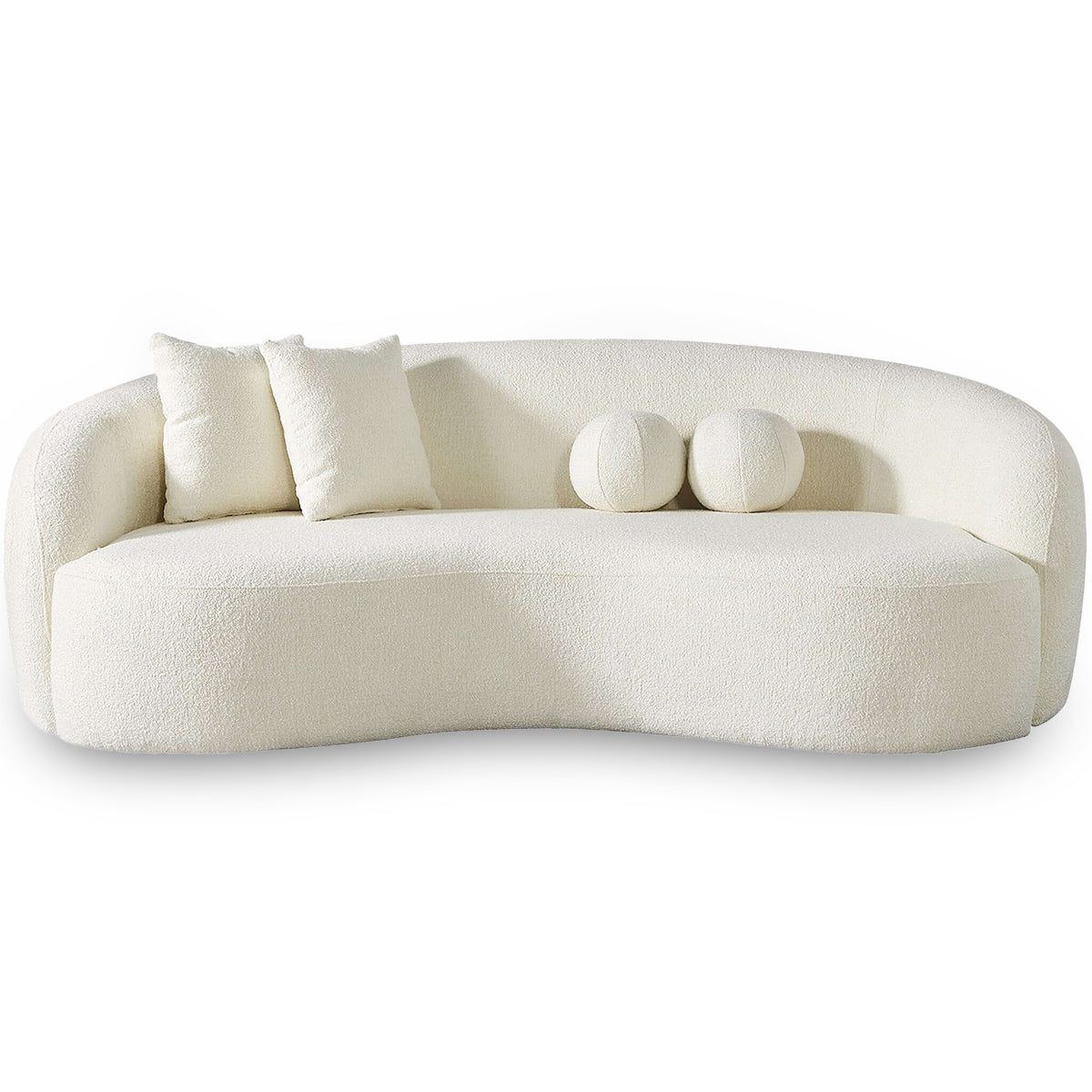 Drake Japandi Style Curvy Boucle Sofa