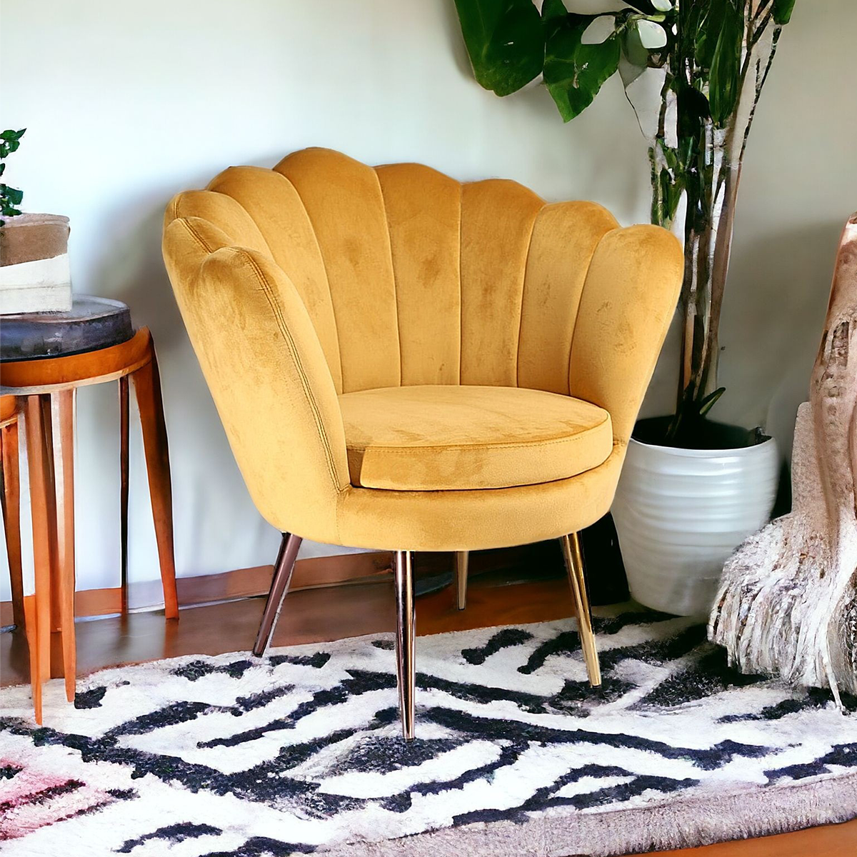 Modern Golden Seashell Accent Chair