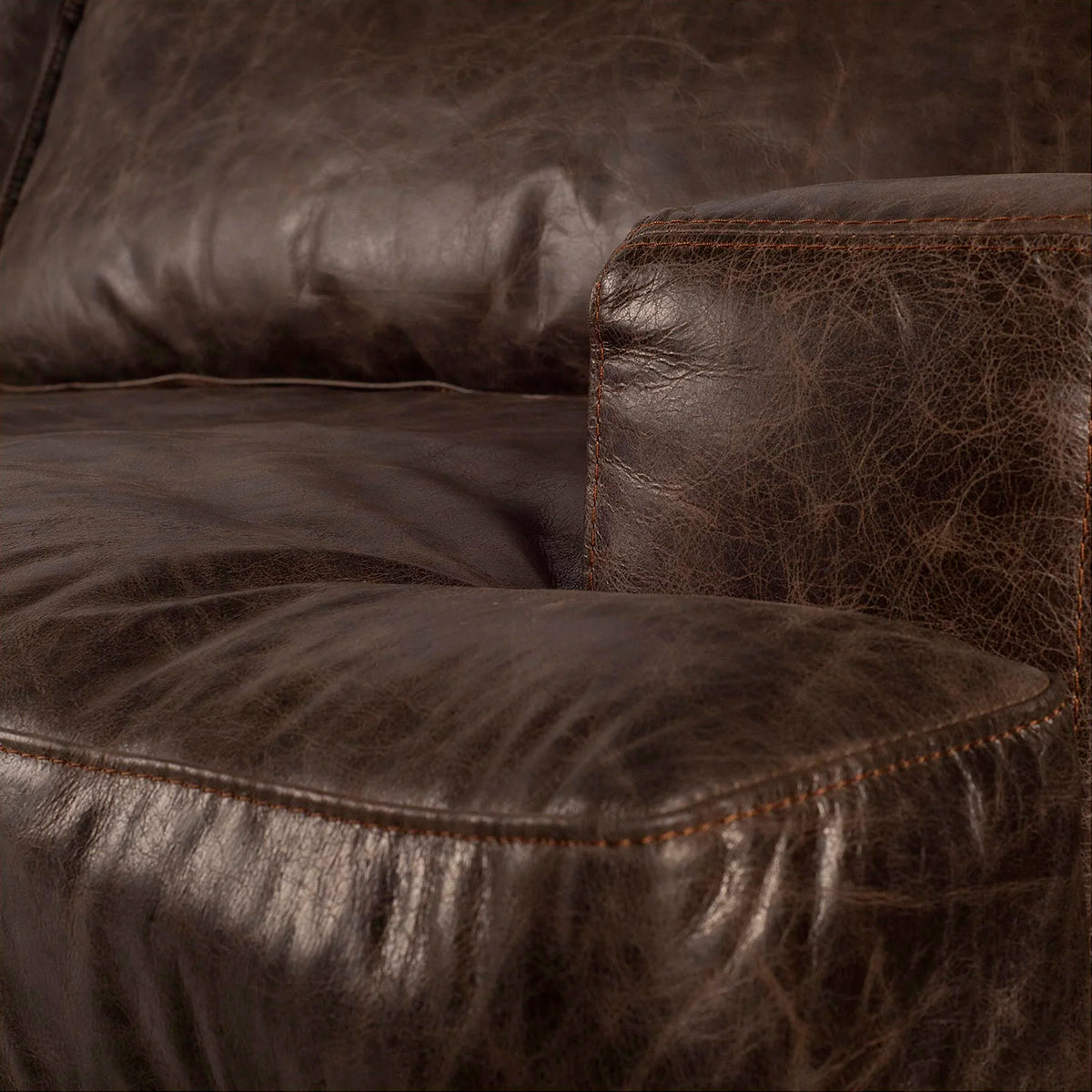 Dark Brown Leather Wide Accent Chair