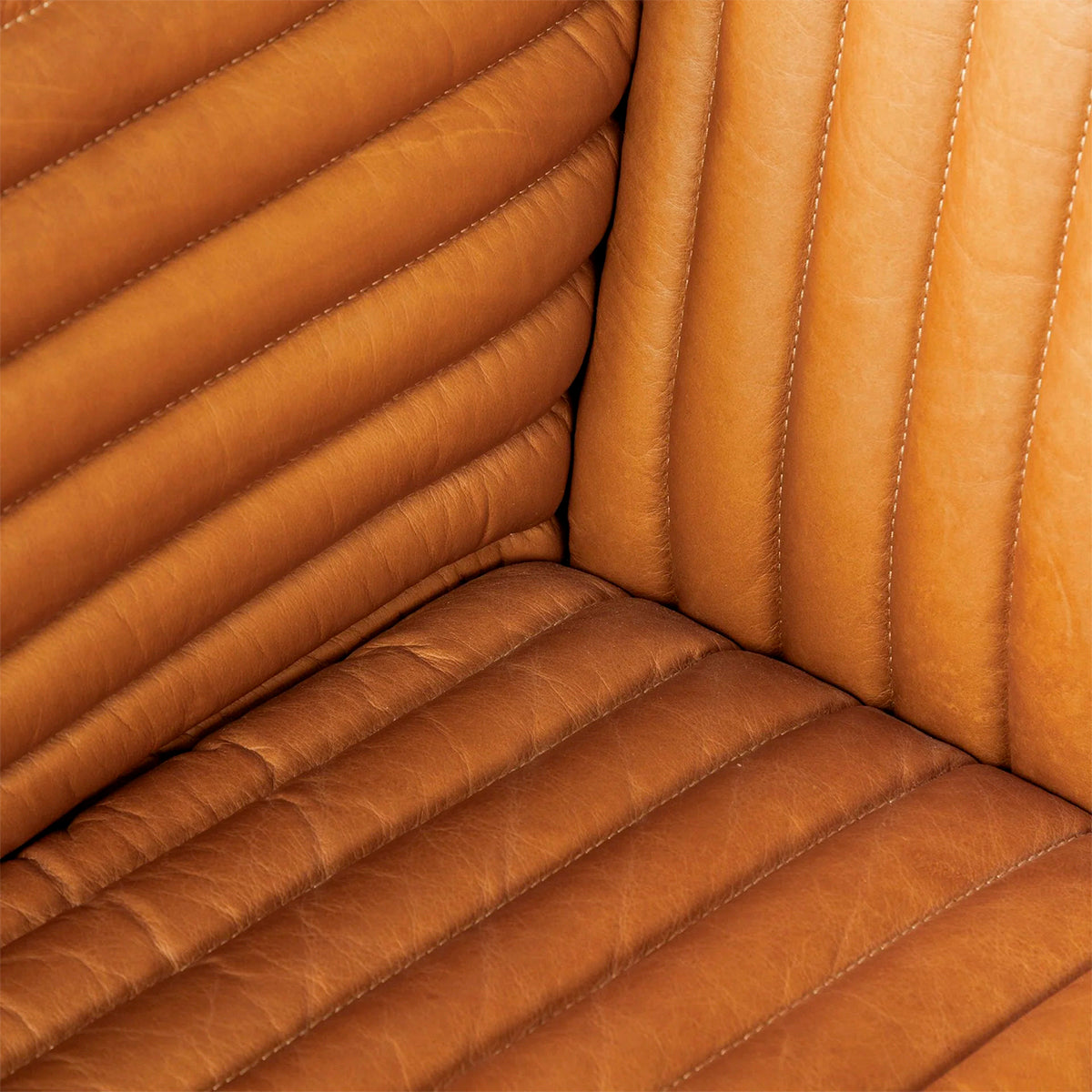 Cognac Leather Wrapped Three Seater Sofa