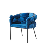 Blue Geo and Black Velvet Dining Chair