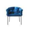 Blue Geo and Black Velvet Dining Chair