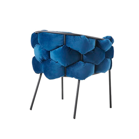 Blue Geo and Black Velvet Dining Chair