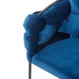 Blue Geo and Black Velvet Dining Chair