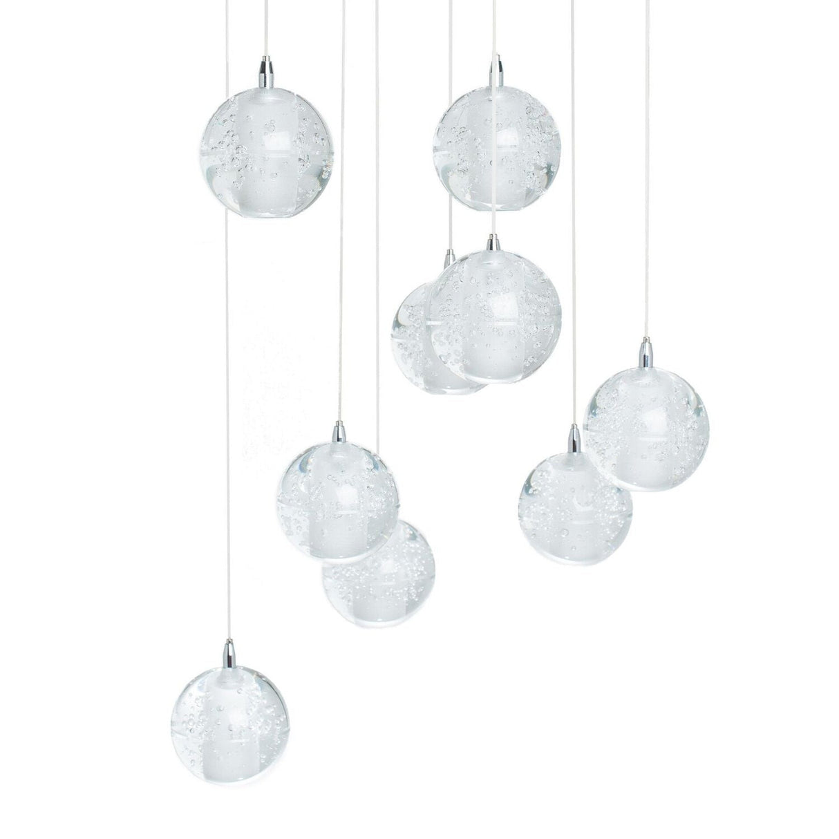 Crystal Spheres Chandelier Round Chrome Canopy 9 Light