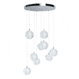 Crystal Spheres Chandelier Round Chrome Canopy 9 Light