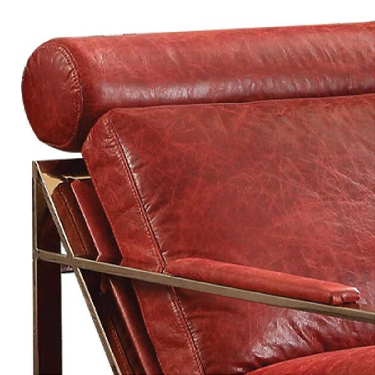 Antique Red Leather Accent Chair