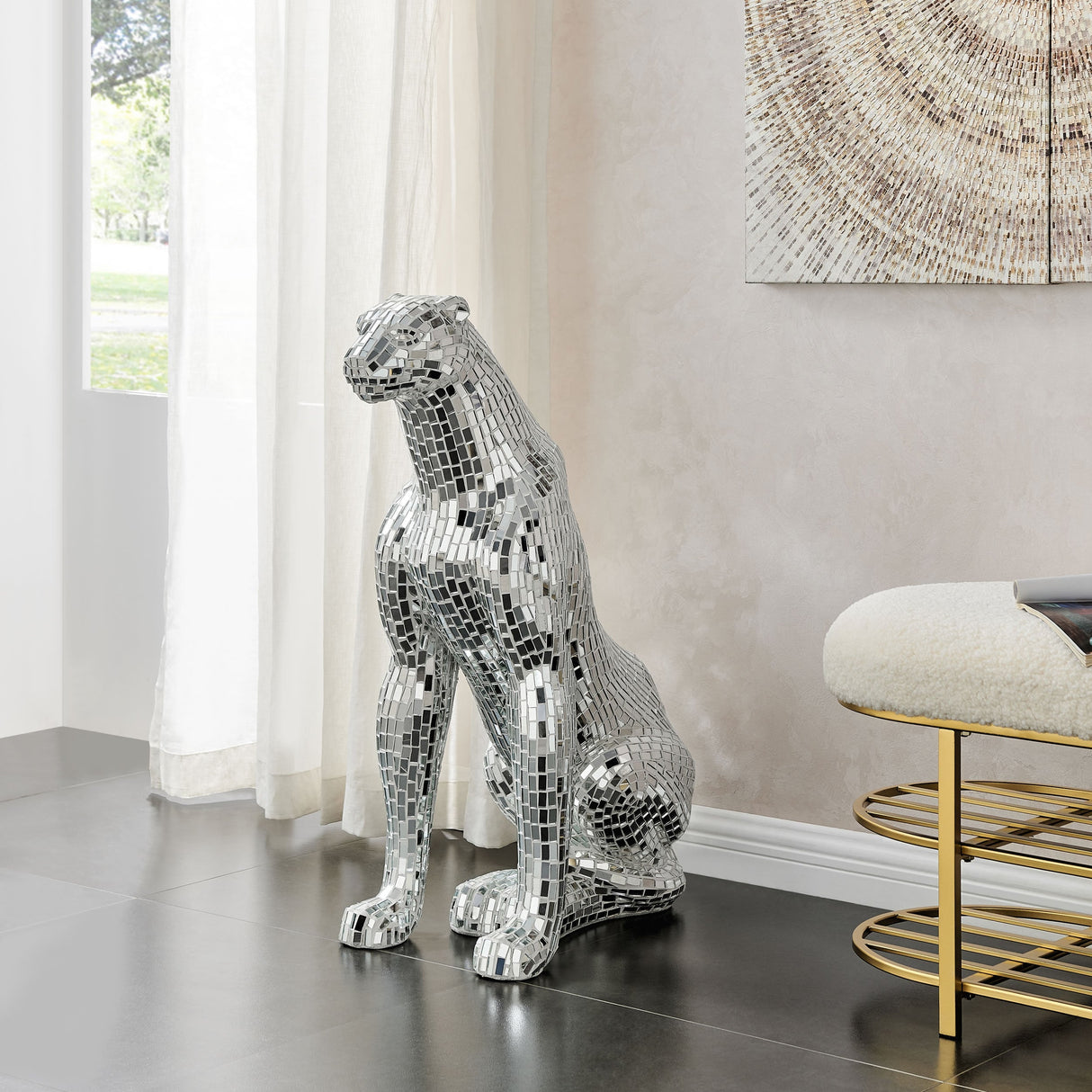 Boli Sitting Panther Sculpture