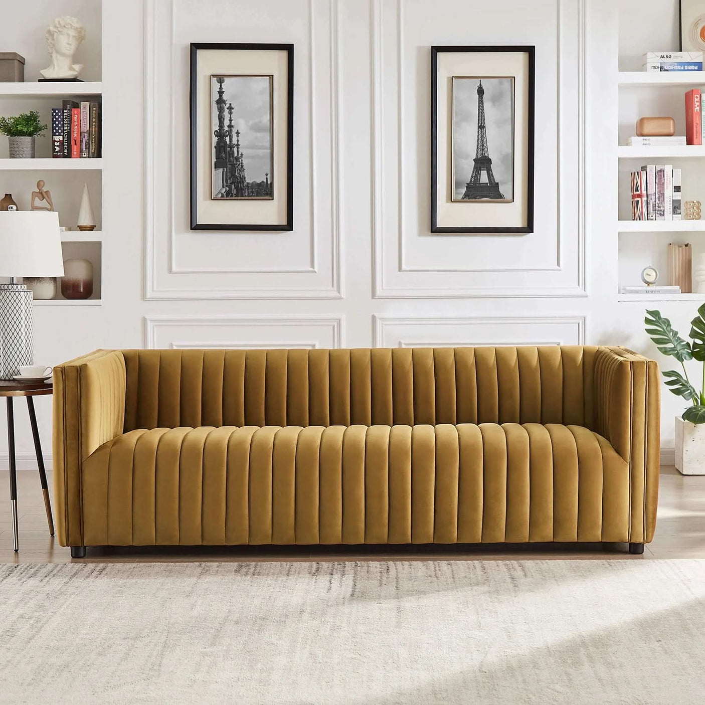 Conrad Channel Tufted Velvet Sofa