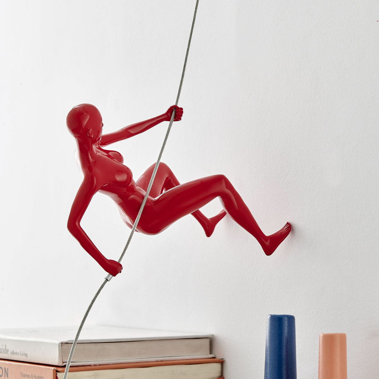 Wall Sculpture Climbing Woman 8"