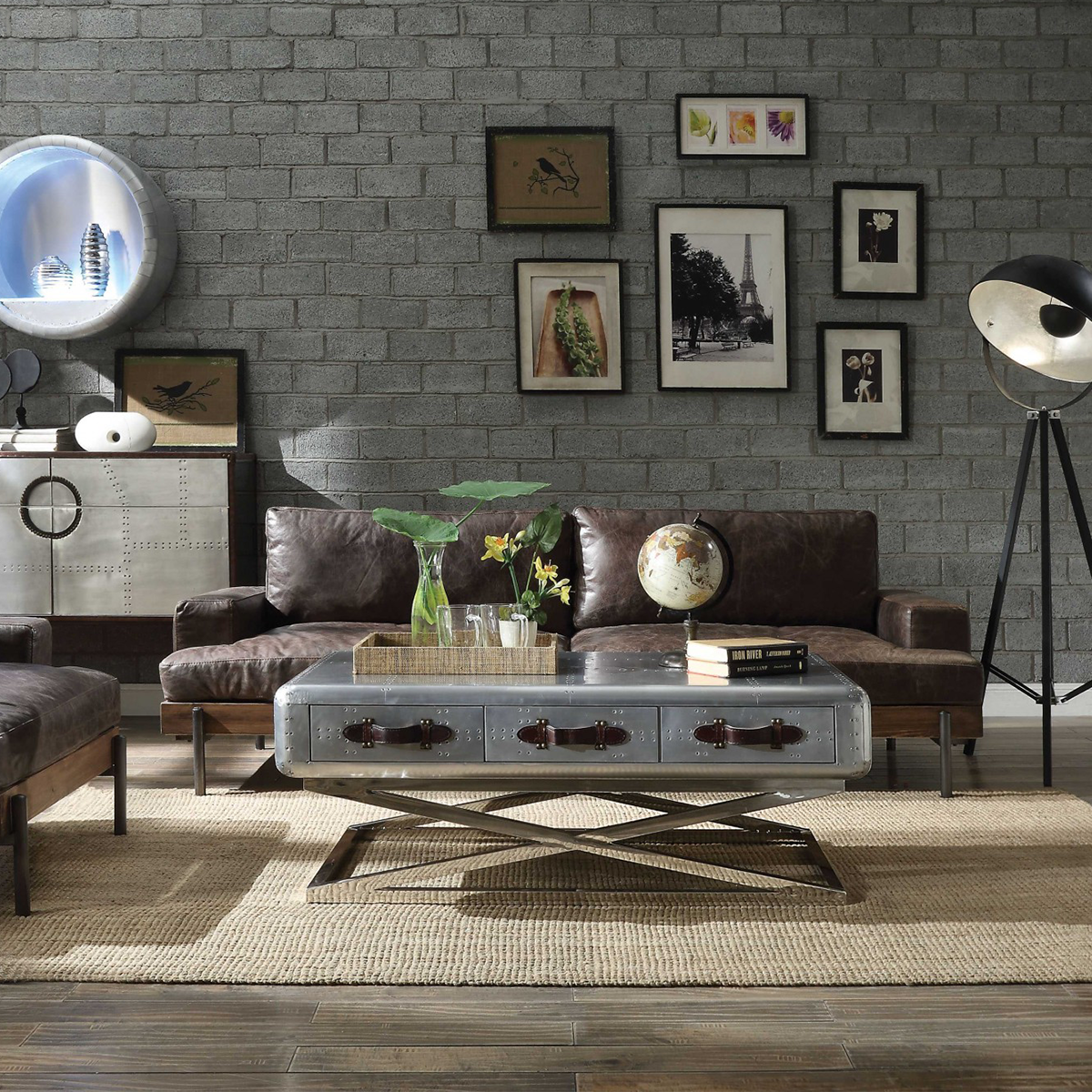 Distressed Chocolate Top Grain Leather Sofa